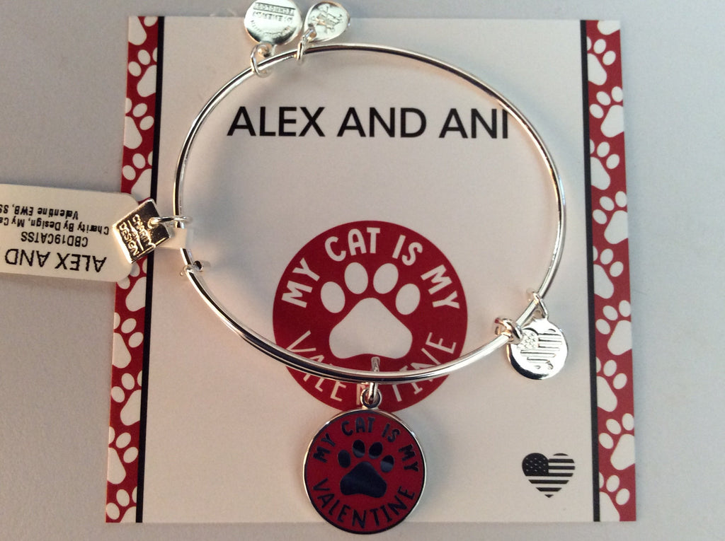 Alex and Ani Womens Charity by Design My Cat is My Valentine Bangle Bracelet