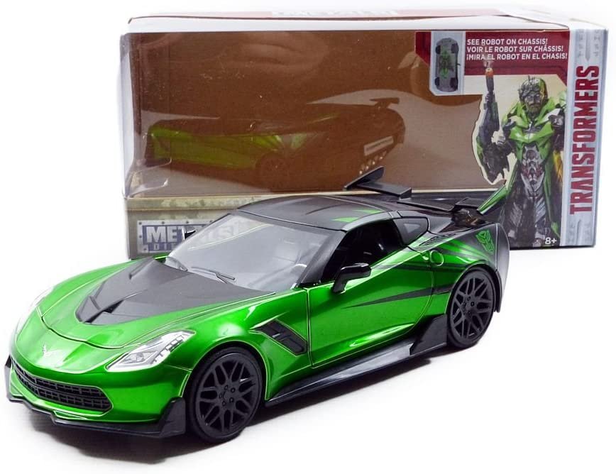 Jada Toys Metals Transformers Chevy Corvette Crosshairs Diecast Vehicle Green, 1:24 Scale