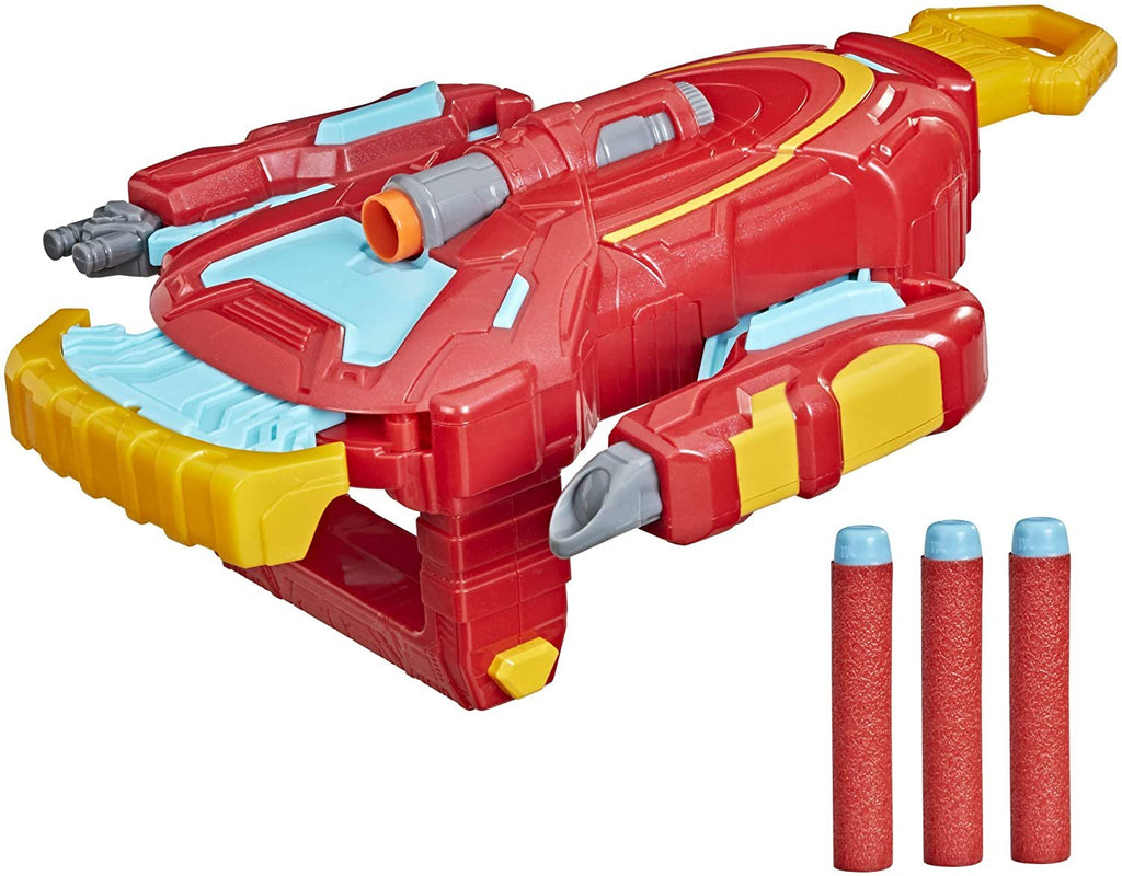 Marvel Avengers Mech Strike Iron Man Strikeshot Gauntlet Role Play Toy with 3 NERF Darts, Pull Handle to Expand, for Kids Ages 5 and Up