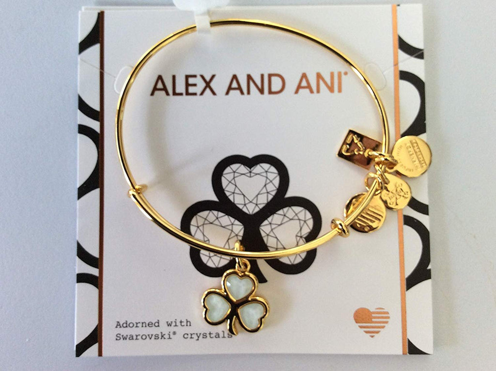 Alex and Ani Crystal Shamrock Shiny Gold NWTBC