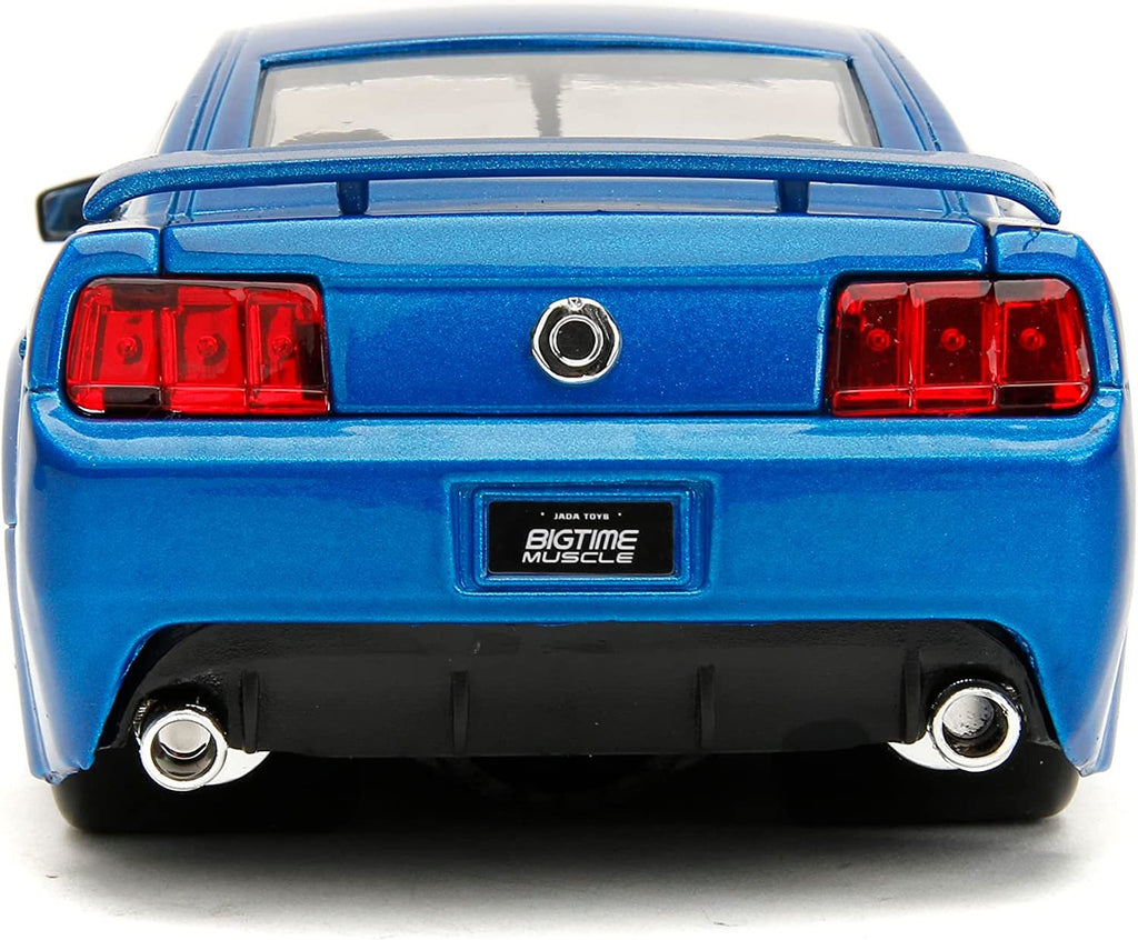 2006 GT Blue Metallic with Matt Black Hood and Stripes Bigtime Muscle Series 1/24 Diecast Model Car by Jada 34195