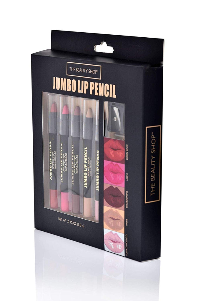 Forever Beauty Jumbo Lip Liner Pencil Crayon 5-Pack Value With Sharpener in Gift Box