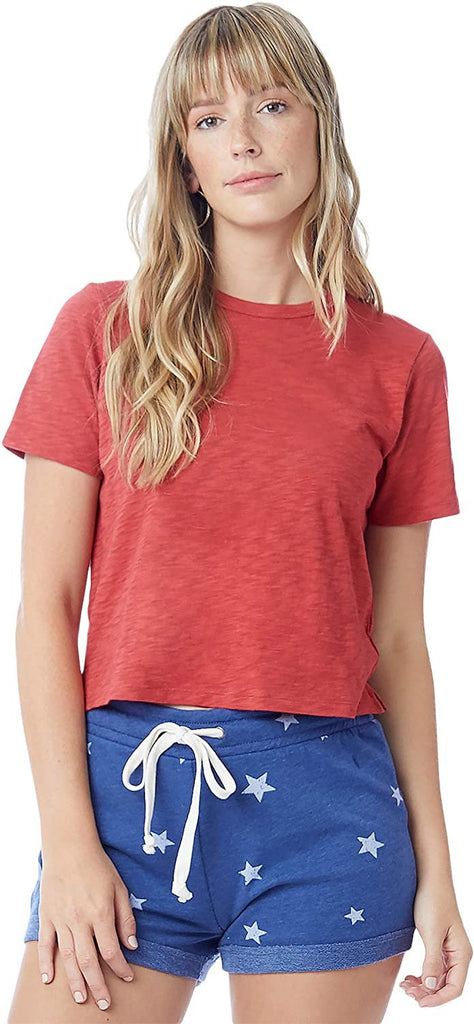 Alternative Hayes Organic Corront Slub Cropped T-Shirt Faded Red MD