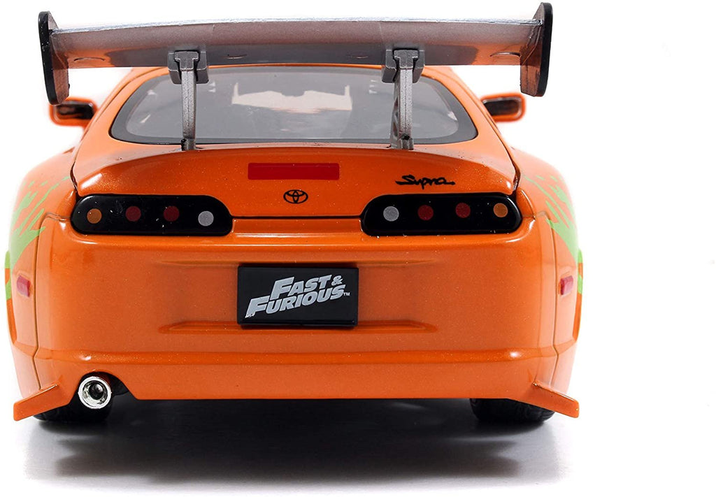 Jada Toys Fast & Furious Brian & Toyota Supra, 1:24 Scale Build n' Collect Die-Cast Model Kit with 2.75" Die-Cast Figure , Orange