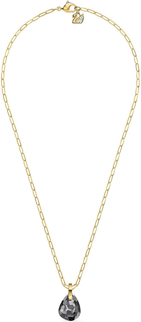 SWAROVSKI Women's T Bar Pierced Earrings and Necklace Gold-Tone Finish Gray Crystal Jewelry Collection