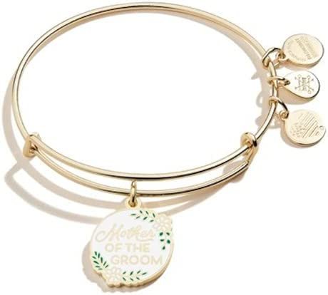 Alex and Ani Bridal Expandable Bangle for Women, Mother of the Groom Charm, Shiny Gold Finish, 2 to 3.5 in