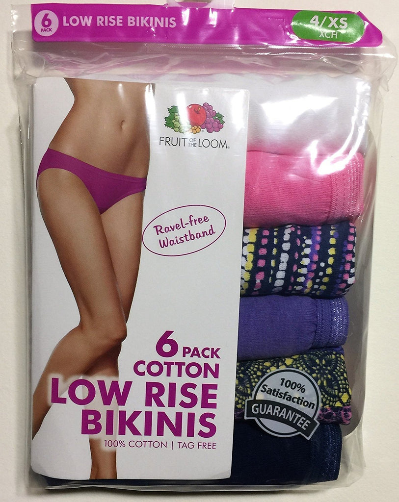Fruit of the Loom Women's 6 Pack Assorted Cotton Low-Rise Bikini Panti –  sandstormusa