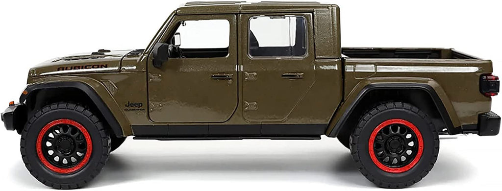 Just Trucks 1:24 2020 Jeep Gladiator Die-cast Car Brown with Tire Rack, Toys for Kids and Adults