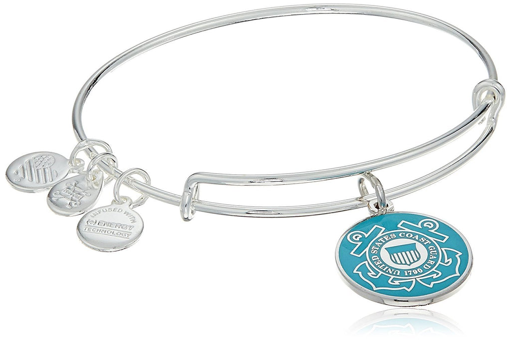 Alex and Ani Armed Forces US Coast Guard Expandable Wire Bangle Charm Bracelet