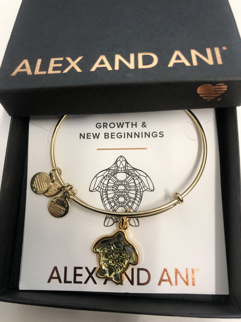 Alex and Ani Crystal Turtle EWB, SG, Shiny Silver, One Size (A20EBCRTURTLSG)