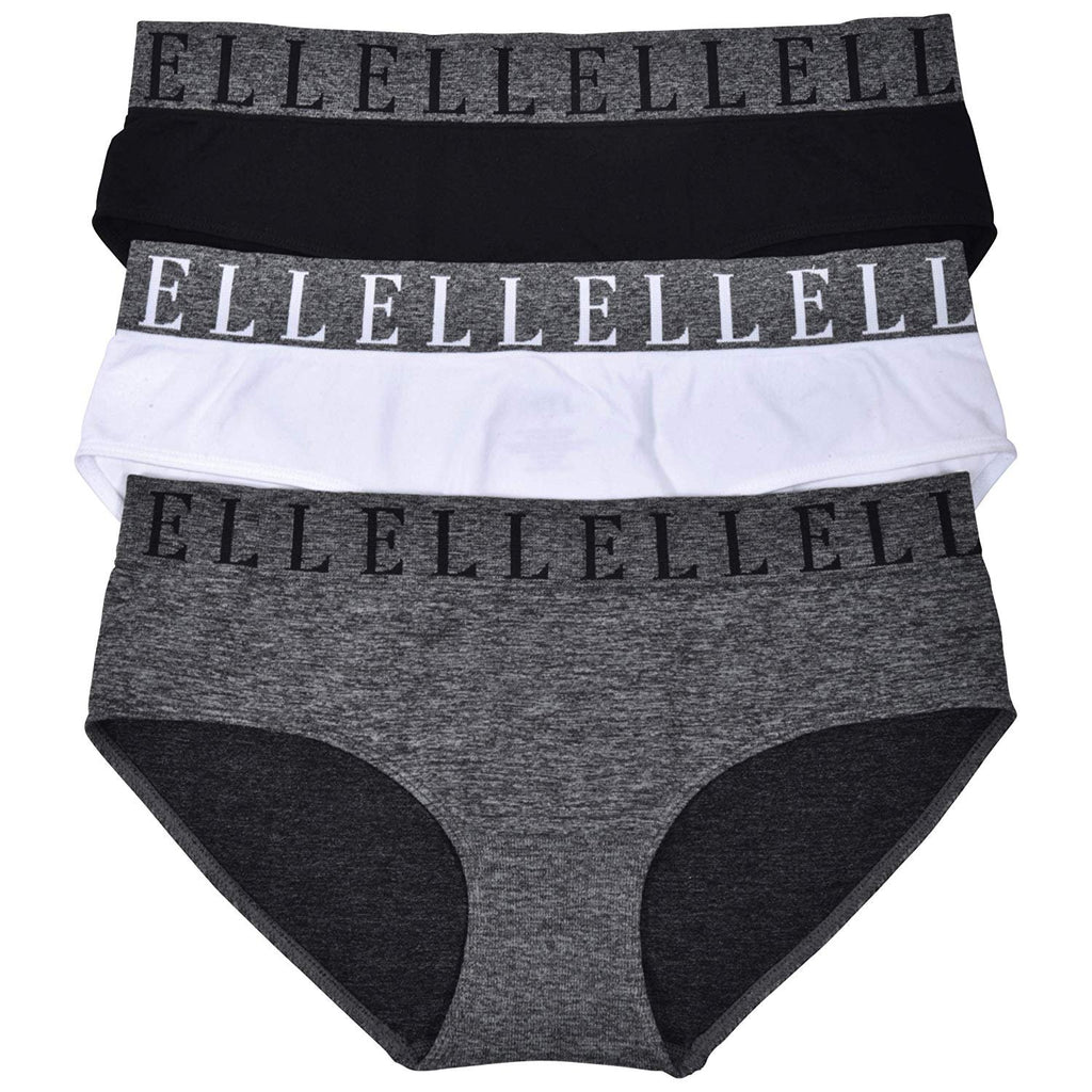 Elle Women's Seamless Hipster Panties - Premium Quality 6-Pack Nylon/Spandex with Printed Waistband