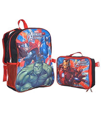 Marvel Avengers 15" Backpack with Lunch Bag - Iron Man, Captain America