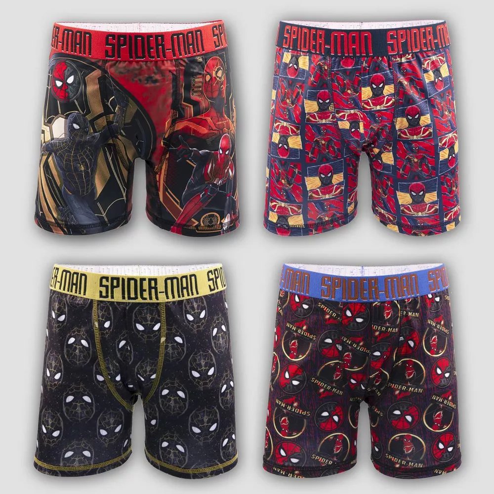 Marvel Spider-Man Boys' 4pk Athletic Boxer Briefs Underwear Spandex