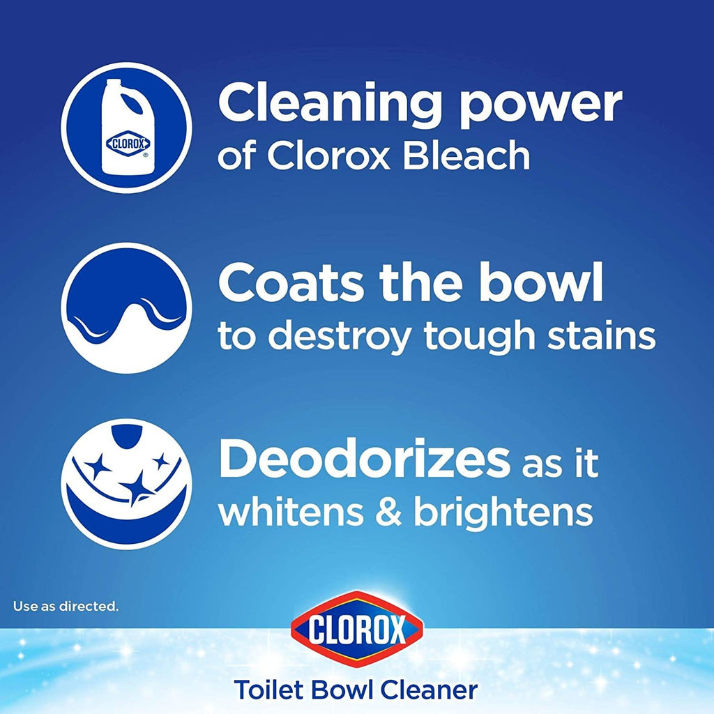 Clorox Toilet Bowl Cleaner Clinging Bleach Gel, Cool Wave, 24 Fl Oz (Pack of 12)