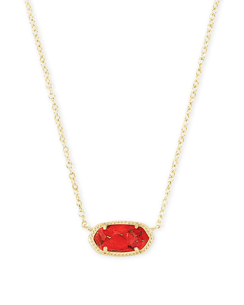 Kendra Scott Signature Elisa Gold Pendant Women's Necklace in Bronze Veined Red Magnesite