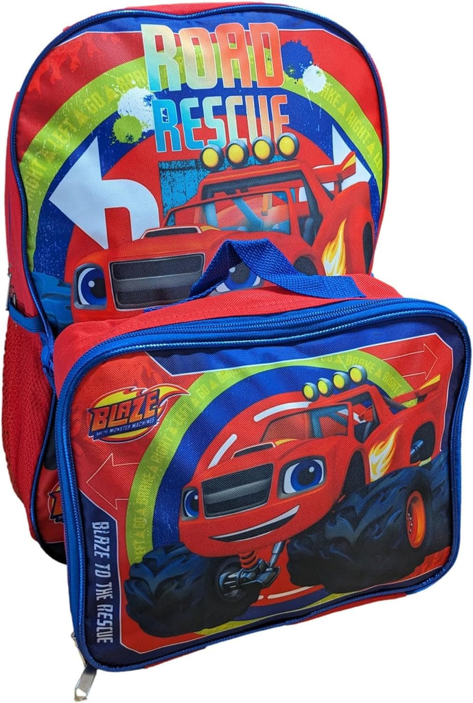 Ruz Blaze the Monster Machine Full Size 16 Inch Backpack with Detachable Lunch Box