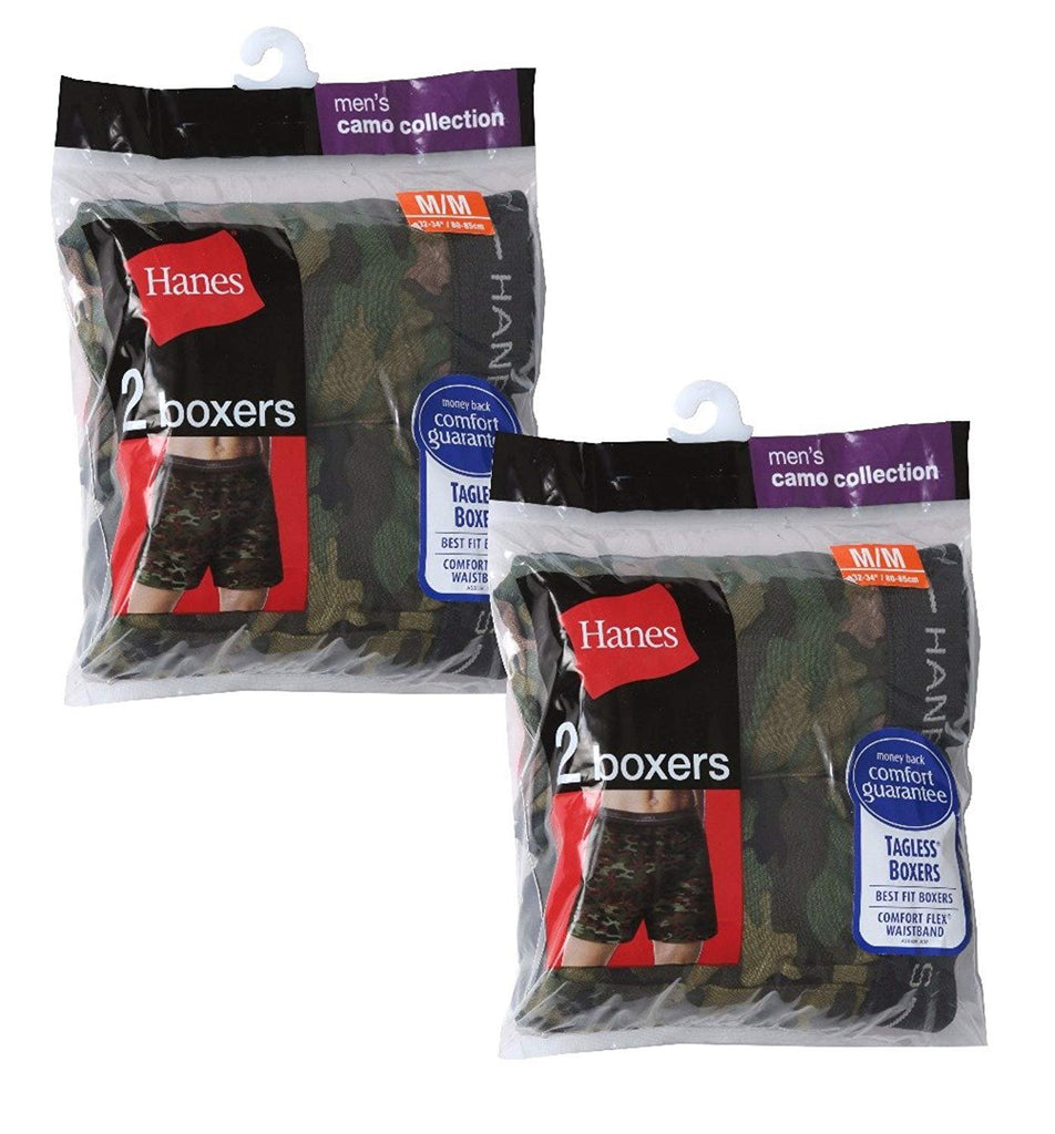 Hanes Red Label Men's 4-Pack Exposed Waistband Woven Camo Boxers