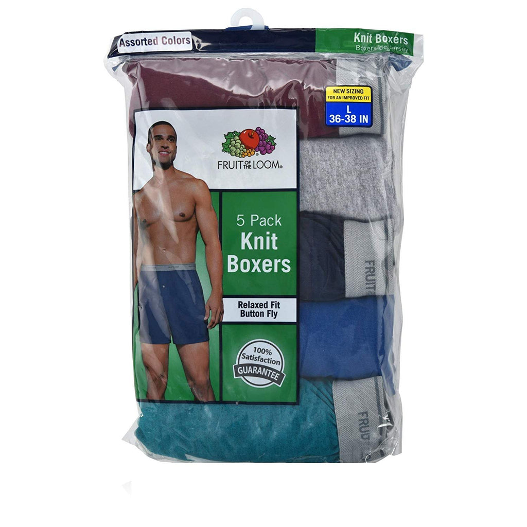 Fruit of the Loom Men's 5-Pack Soft Stretch Knit Boxer - Colors May Vary