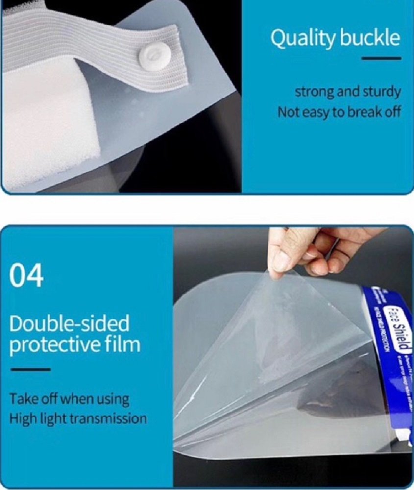 Face Shield Clear Protector Double Sided Anti-Fog Reusable Washable Lightweight