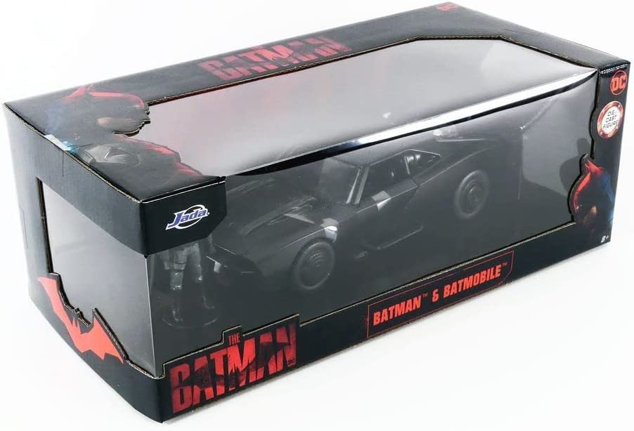 DC Comics 1:24 The Batman Batmobile Die-cast Car w/ 2.75" Batman Figure, Toys for Kids and Adults