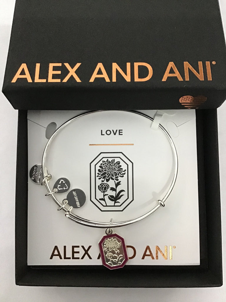 Alex and Ani Chrysanthemum Flower Bangle Bracelet Red One Size