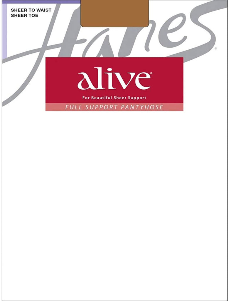 Hanes Alive Pantyhose All Sheer Regular 3-Pack Size A-F Non-Control Top Silky Sheer Knit Versatile Sheer Toe