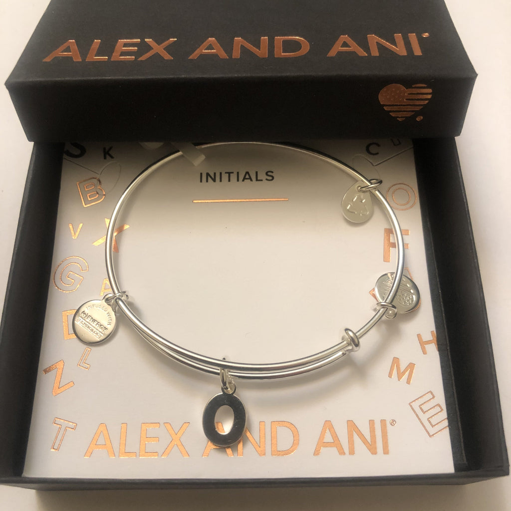Alex and Ani Initial O III Bangle Bracelet Shiny Silver One Size