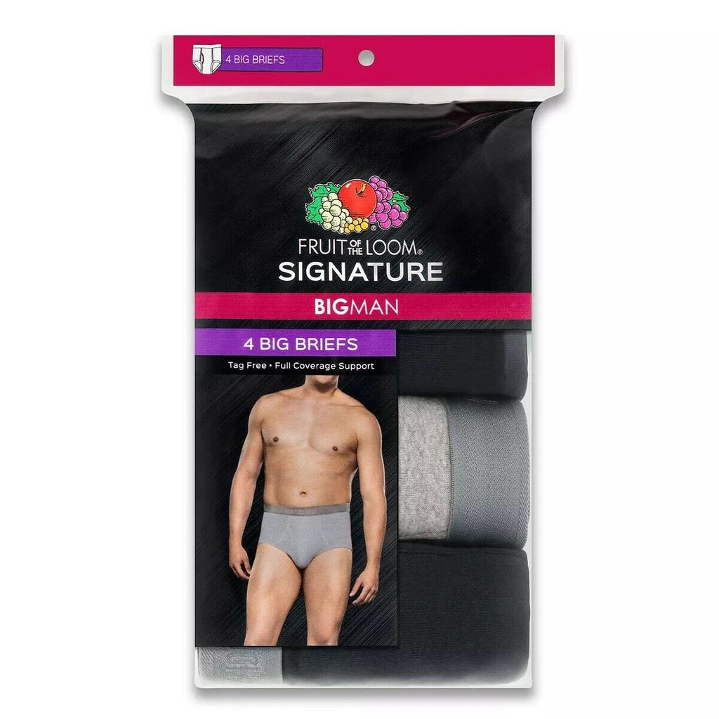 Fruit of the Loom Big Man Briefs Signature Full Coverage Cotton 4-pack 3XB-4XB