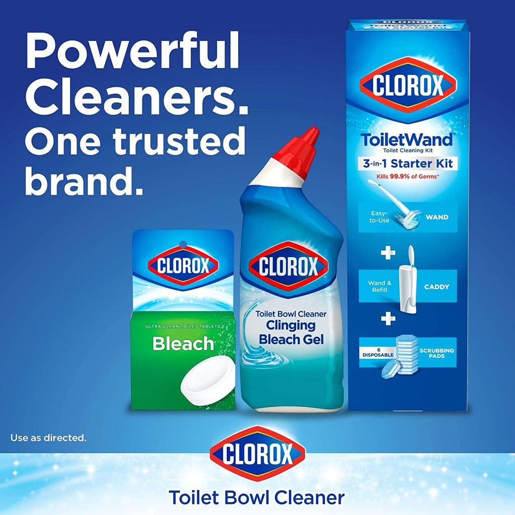 Clorox Toilet Bowl Cleaner Clinging Bleach Gel, Cool Wave, 24 Fl Oz (Pack of 12)