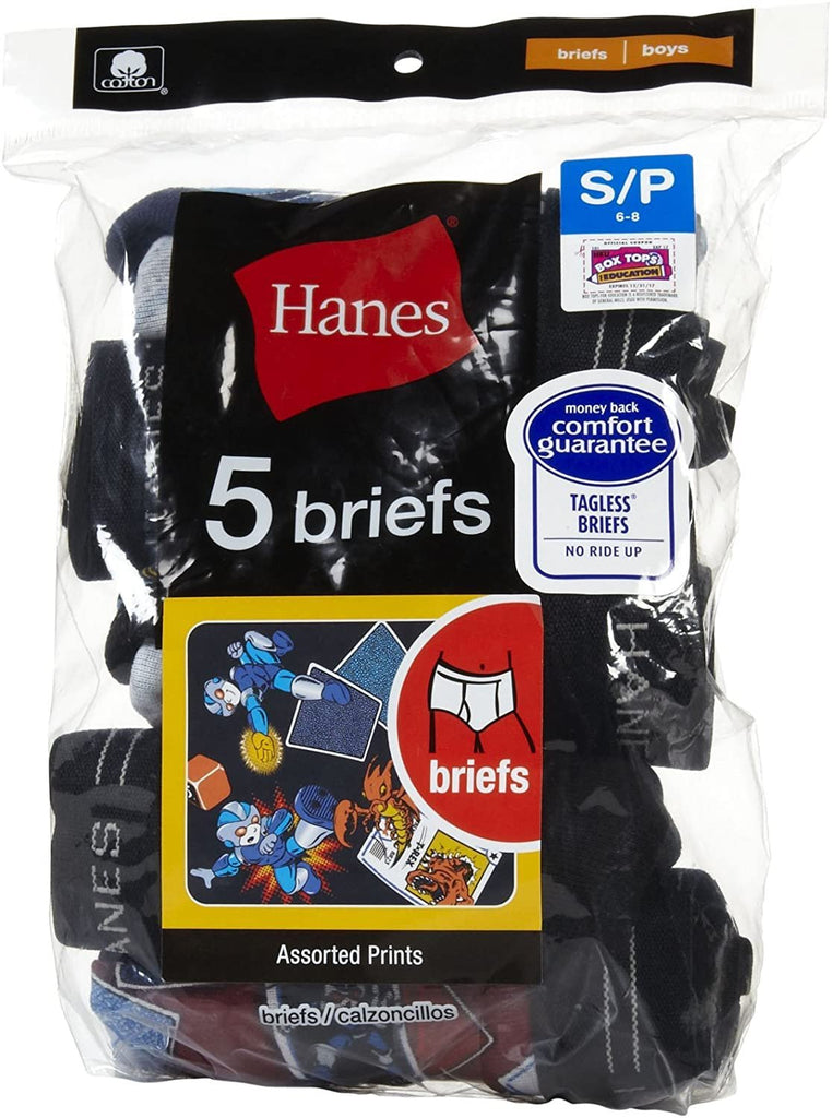 Hanes Boys 5 Pack Red Label Printed Briefs - B785P5