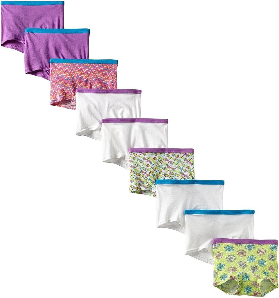 Fruit of the Loom Women's 9-Pack Assorted Cotton Boy Shorts Panties Underwear, Size 13