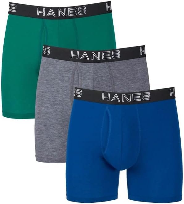 Hanes Ultimate Total Support Pouch Big Men's Boxer Briefs Underwear Pack, Assorted, 3-Pack (Big & Tall Sizes)