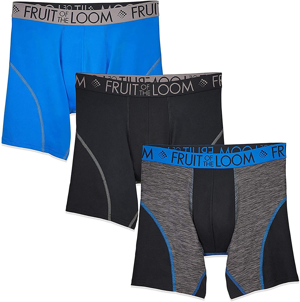 Fruit of the Loom Men's Breathable Performance Boxer Briefs Short Leg 3  Pack