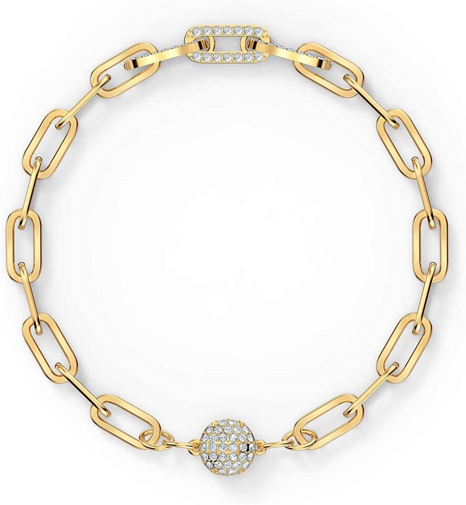 SWAROVSKI Authentic The Elements Chain Bracelet, White, Gold Plated, Large