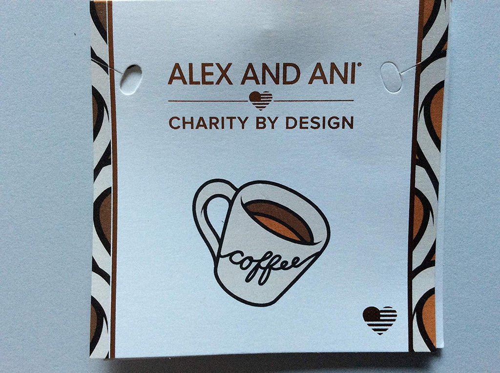 Alex and Ani Coffee Mug Bangle Bracelet Shiny Rose Tag Box Card