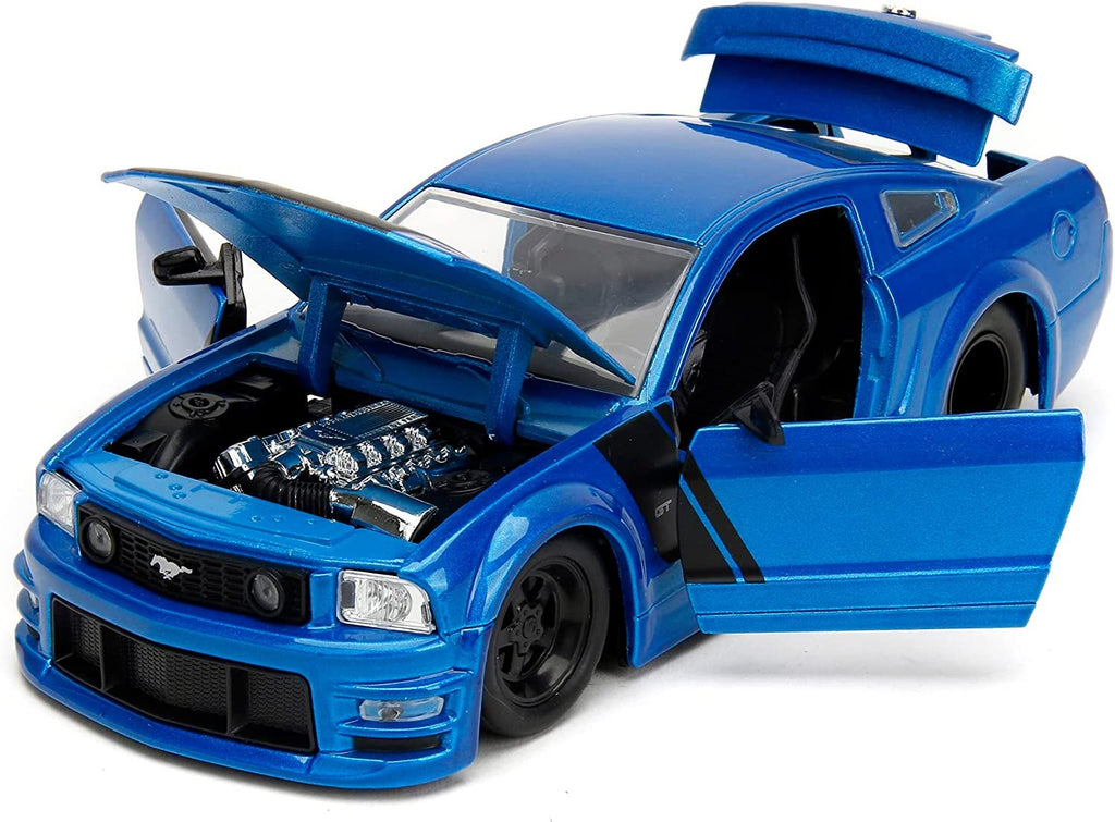 2006 GT Blue Metallic with Matt Black Hood and Stripes Bigtime Muscle Series 1/24 Diecast Model Car by Jada 34195