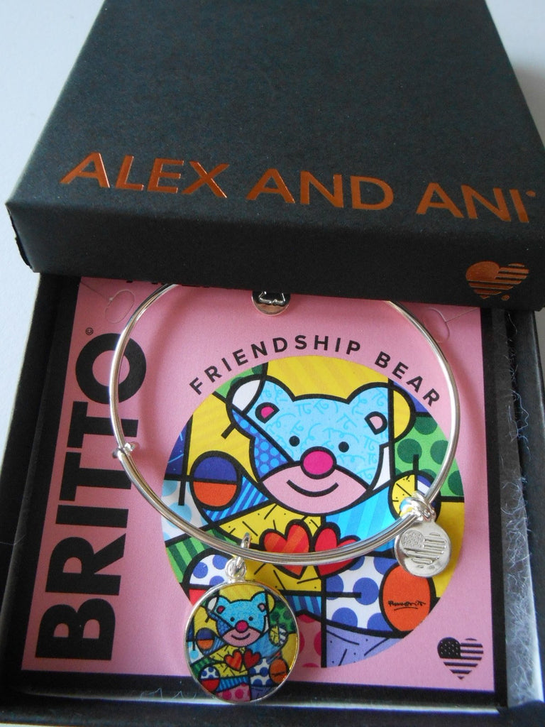 Alex and Ani Art Infusion Necklace Charm | Romero Britto (Freedom Bear-Silver)