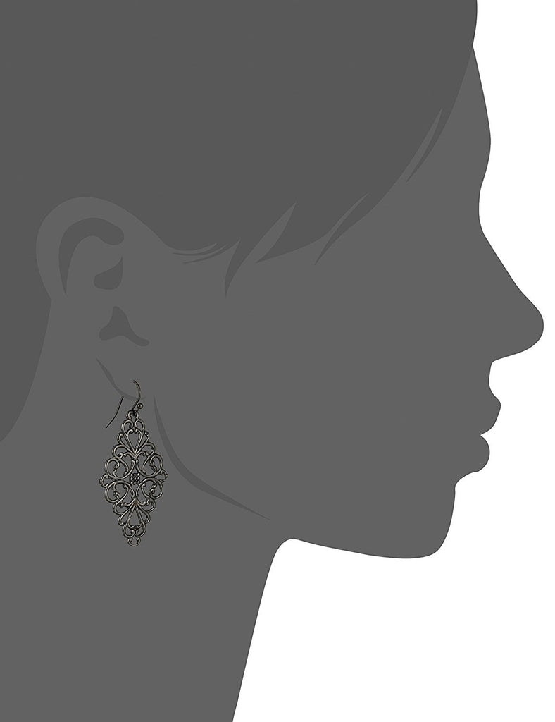 1928 Jewelry Filigree Diamond-Shape Drop Earrings