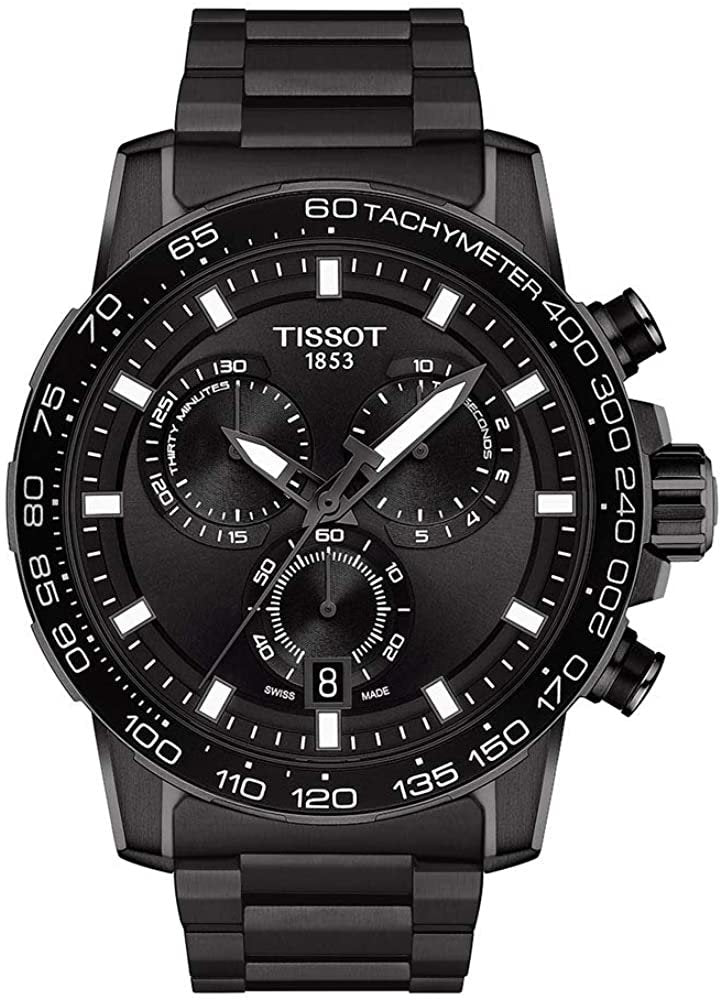 Tissot Men's Supersport Chrono Swiss Quartz Stainless Steel Strap, Black, 22 Casual Watch (Model: T1256173305100)
