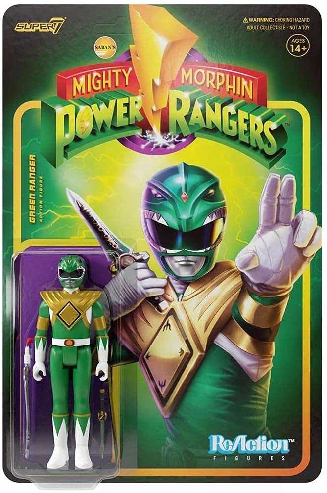 Super7 Mighty Morphin Power Rangers: Green Ranger Reaction Figure, Multicolor