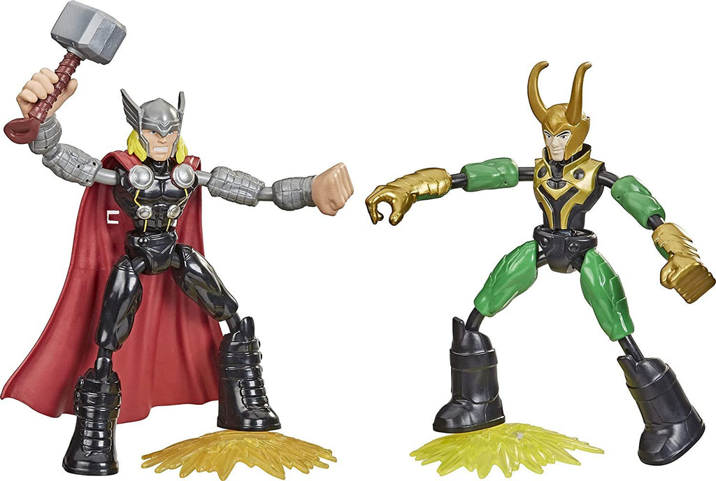 Avengers Marvel Bend and Flex Thor Vs. Loki Action Figure Toys, 6-Inch Flexible Figures, Includes 2 Accessories, Ages 4 and Up