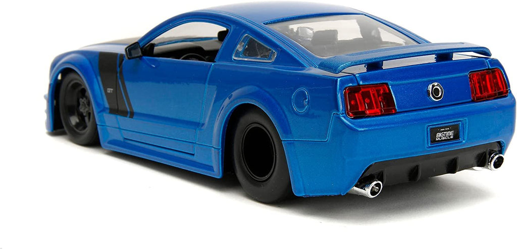 2006 GT Blue Metallic with Matt Black Hood and Stripes Bigtime Muscle Series 1/24 Diecast Model Car by Jada 34195