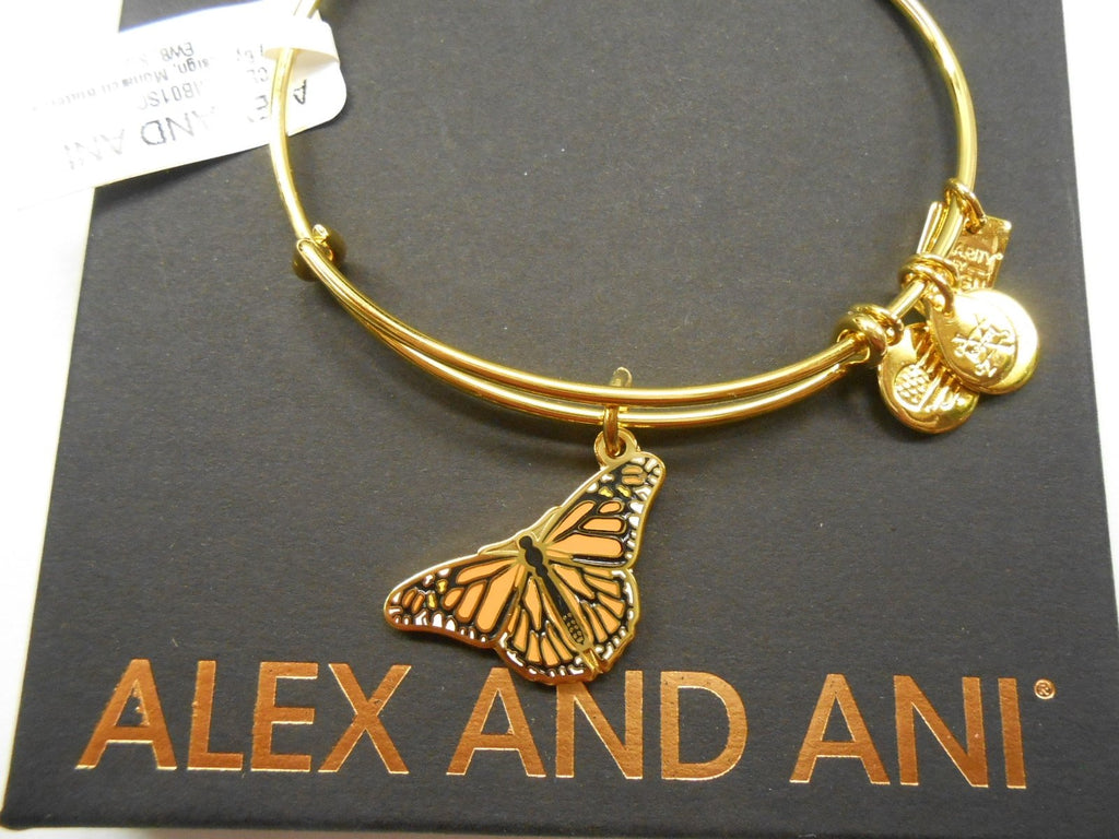 Alex and Ani Women's Charity By Design, Monarch Butterfly Charm Bangle Bracelet, Shiny Gold, Expandable