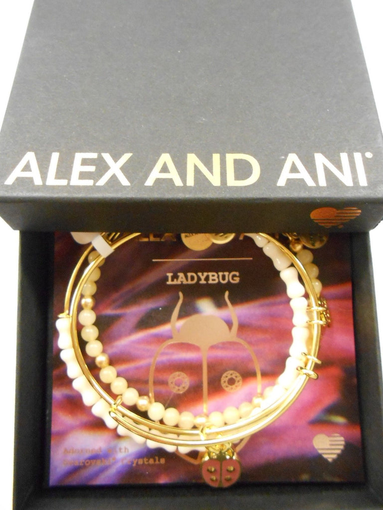 Alex and Ani Womens Cosmic Messages - Ladybug Set of 3 Charm Bangle