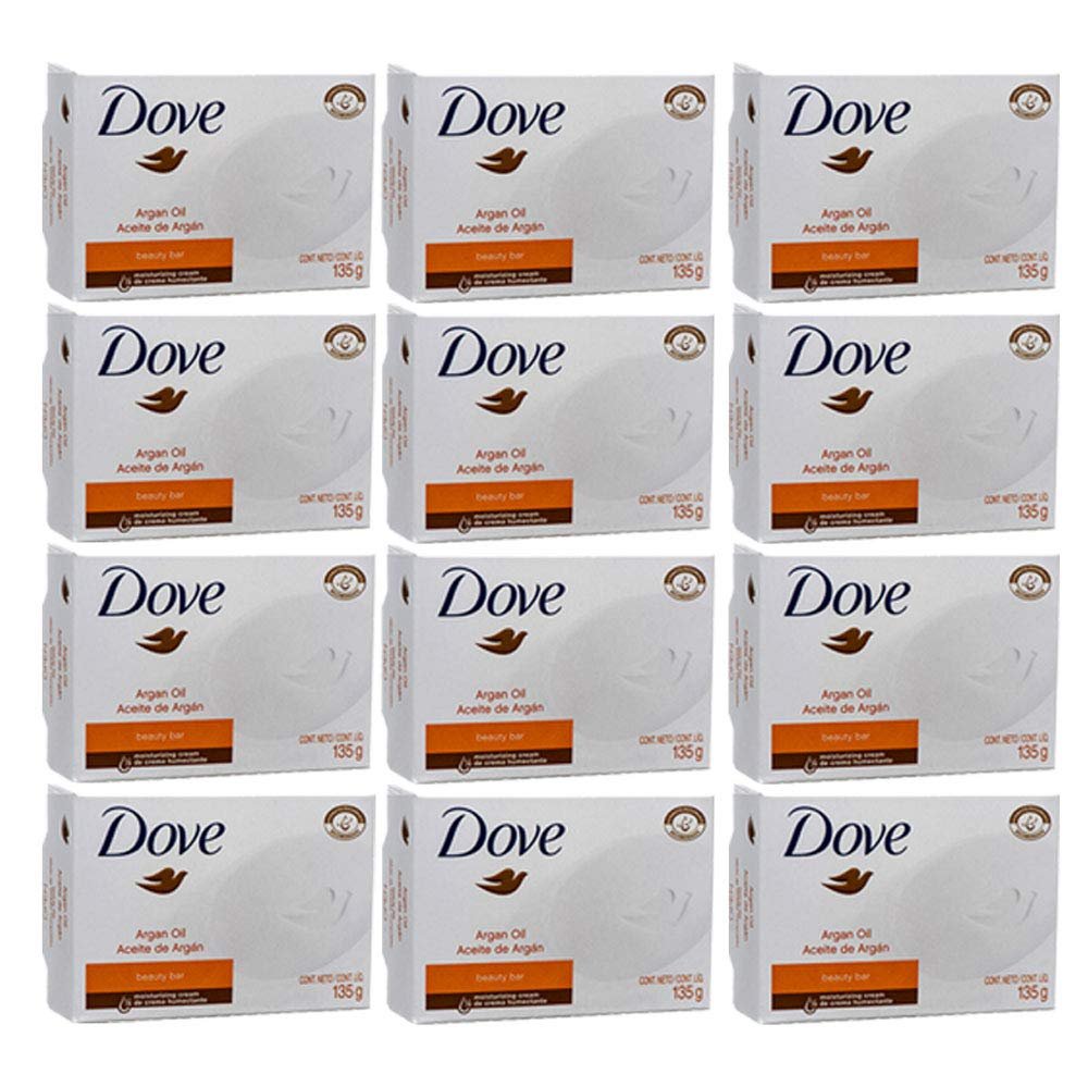 Dove Argan Oil Bar Soap Beauty Mositurizing Clean Body Bath 4.75oz 135g (12-Pack)