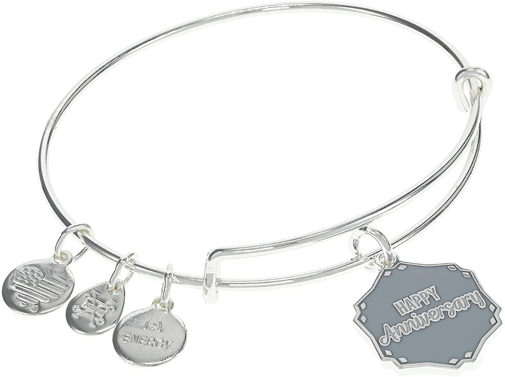 Alex and Ani Celebrate Happy Anniversary Bracelet Shiny Silver One Size