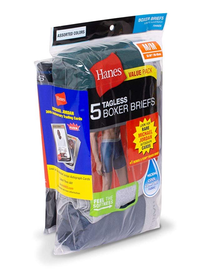 Hanes Mens Jordan Collector Boxer Brief with Comfort Flex 6-Pack (2349E6)