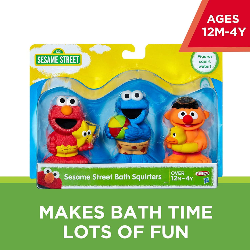 Sesame Street Bath Squirters, Bath Toys featuring Elmo, Cookie Monster and Ernie, Ages 12 Months - 4 Years Assortment