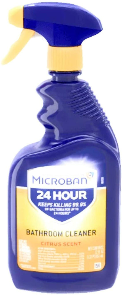 Microban 24 Hour Bathroom Cleaner and Sanitizing Spray, Citrus Scent - 32 Ounce (Pack of 4)