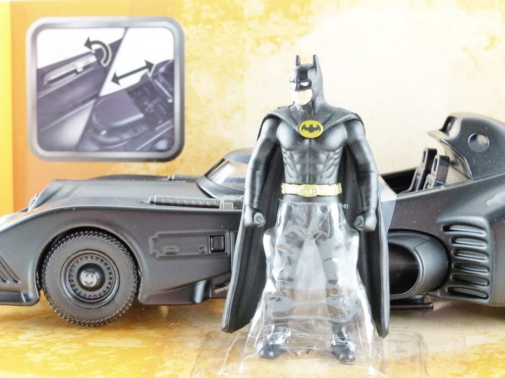 Dc Comic 1989 Batmobile With 2.75" Batman Metals Diecast Vehicle With Figure, Black